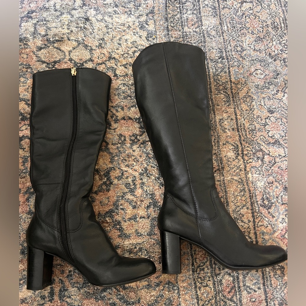Black Leather Knee-High Boots